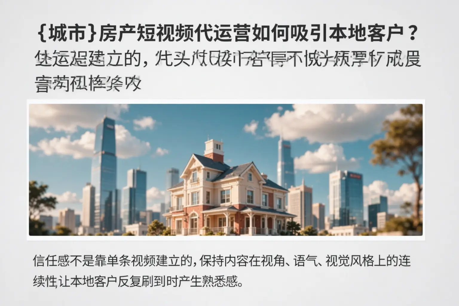 洛阳房产短视频代运营如何吸引本地客户？