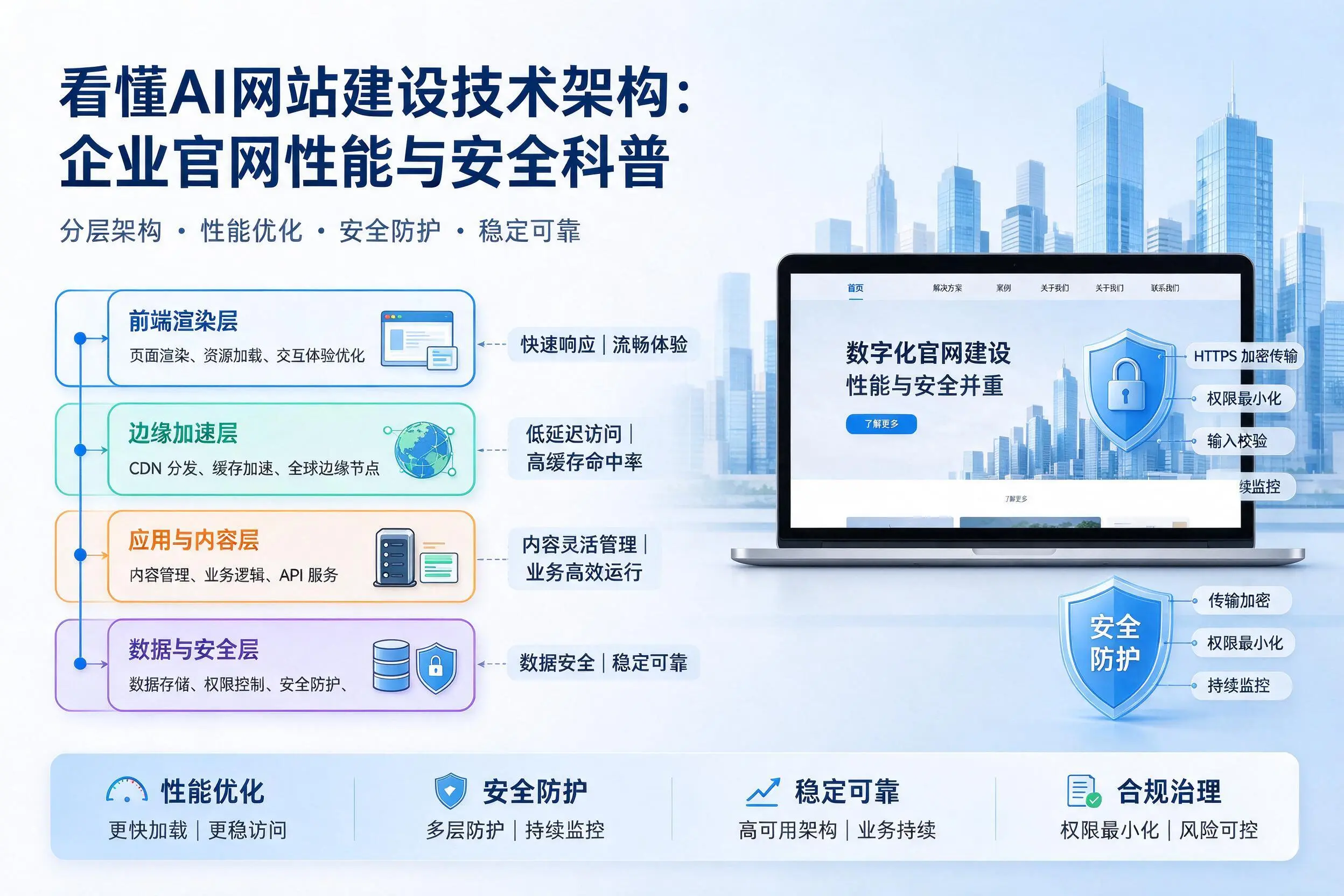 看懂AI网站建设技术架构：洛阳企业官网性能与安全科普