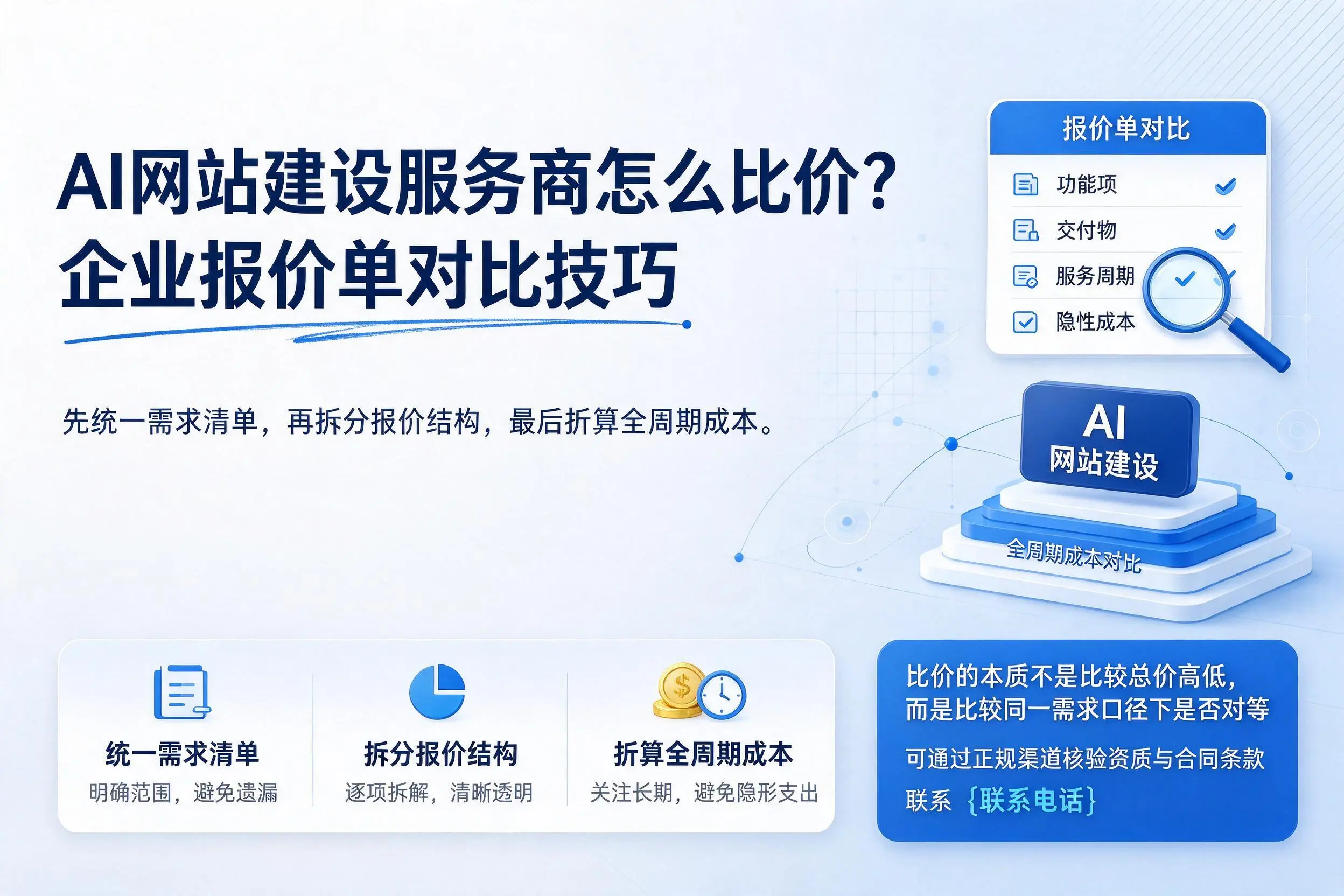 AI网站建设服务商怎么比价？洛阳企业报价单对比技巧