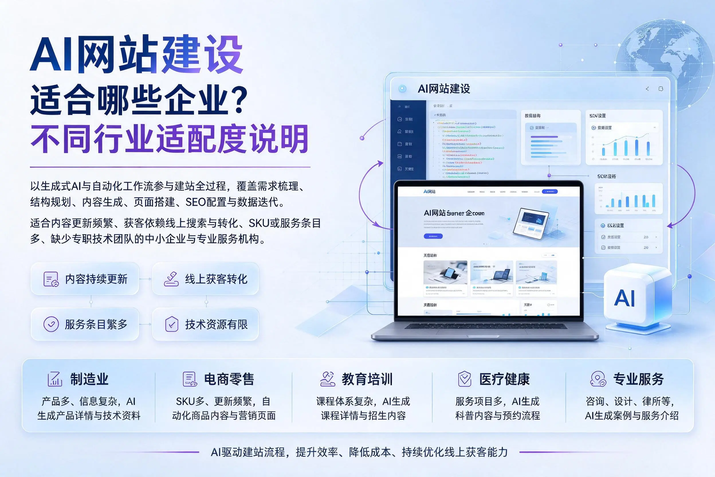 AI网站建设适合哪些企业？洛阳不同行业适配度说明
